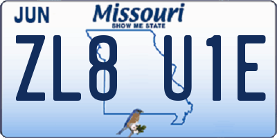 MO license plate ZL8U1E