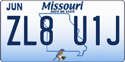 MO license plate ZL8U1J