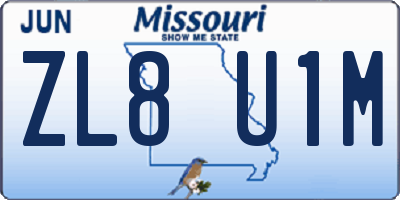MO license plate ZL8U1M