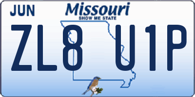 MO license plate ZL8U1P
