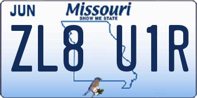 MO license plate ZL8U1R