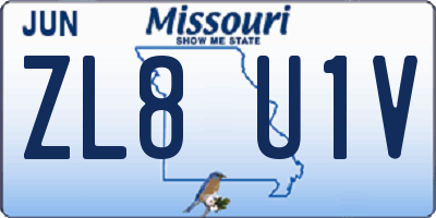 MO license plate ZL8U1V