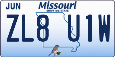 MO license plate ZL8U1W