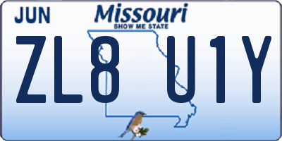 MO license plate ZL8U1Y