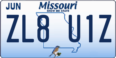 MO license plate ZL8U1Z