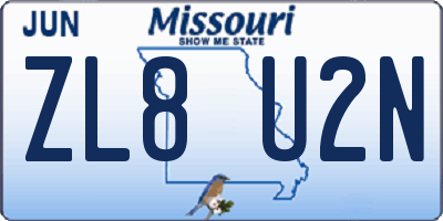 MO license plate ZL8U2N