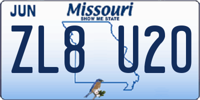 MO license plate ZL8U2O