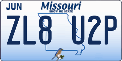 MO license plate ZL8U2P