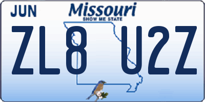 MO license plate ZL8U2Z