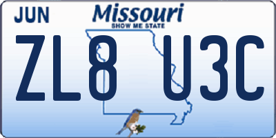 MO license plate ZL8U3C
