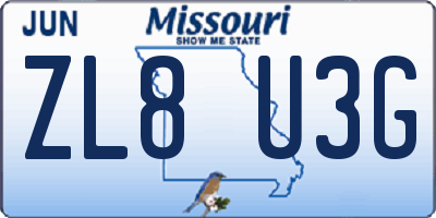 MO license plate ZL8U3G