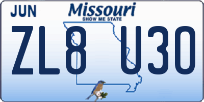 MO license plate ZL8U3O