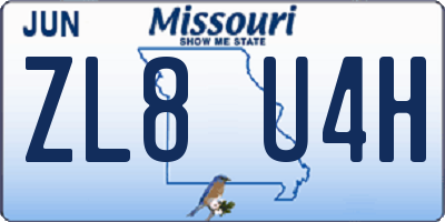 MO license plate ZL8U4H