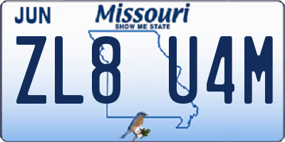 MO license plate ZL8U4M