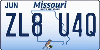MO license plate ZL8U4Q