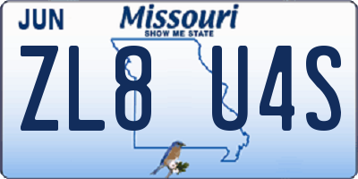 MO license plate ZL8U4S