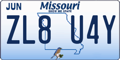 MO license plate ZL8U4Y