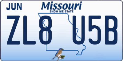 MO license plate ZL8U5B