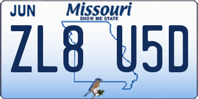MO license plate ZL8U5D