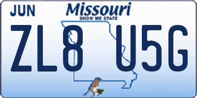 MO license plate ZL8U5G