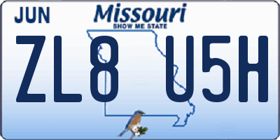 MO license plate ZL8U5H