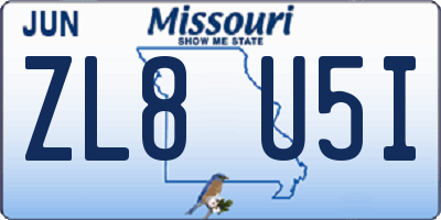 MO license plate ZL8U5I