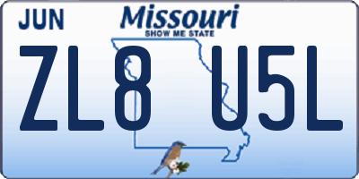 MO license plate ZL8U5L
