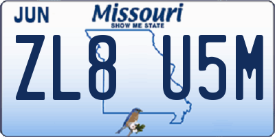 MO license plate ZL8U5M
