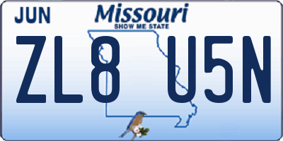 MO license plate ZL8U5N