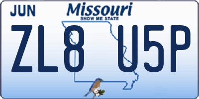 MO license plate ZL8U5P