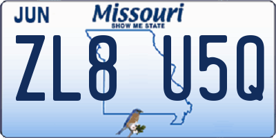 MO license plate ZL8U5Q