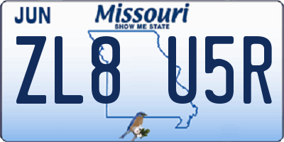 MO license plate ZL8U5R