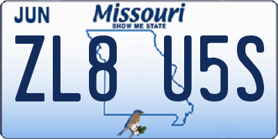 MO license plate ZL8U5S