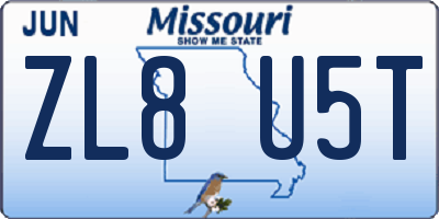 MO license plate ZL8U5T