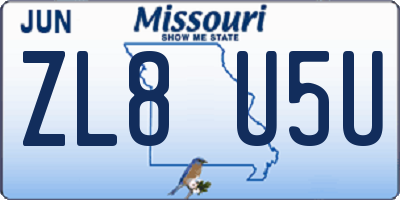 MO license plate ZL8U5U