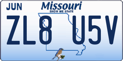 MO license plate ZL8U5V
