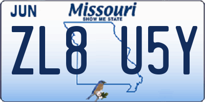 MO license plate ZL8U5Y