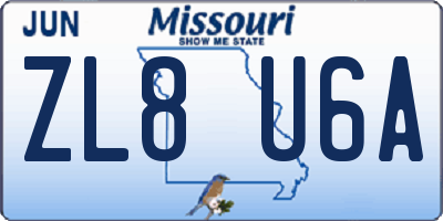 MO license plate ZL8U6A