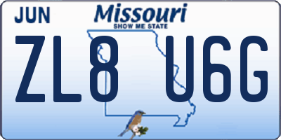 MO license plate ZL8U6G