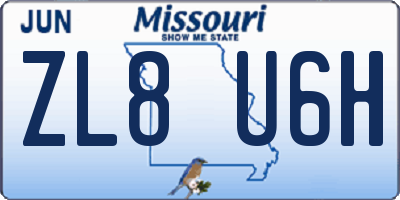 MO license plate ZL8U6H
