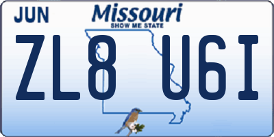 MO license plate ZL8U6I