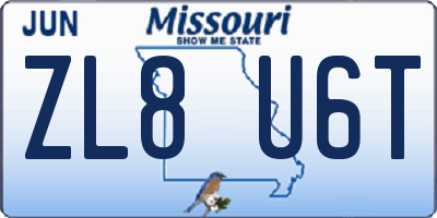 MO license plate ZL8U6T