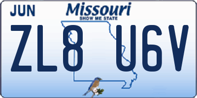 MO license plate ZL8U6V