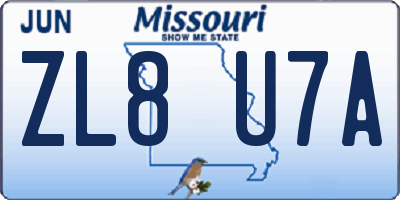 MO license plate ZL8U7A