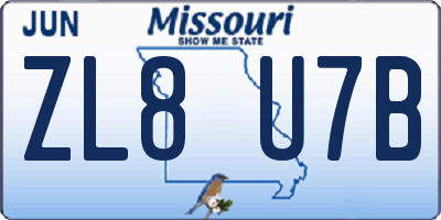 MO license plate ZL8U7B