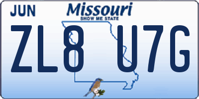 MO license plate ZL8U7G