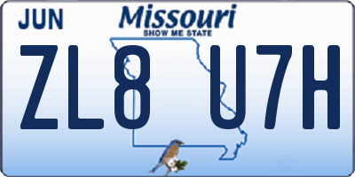 MO license plate ZL8U7H