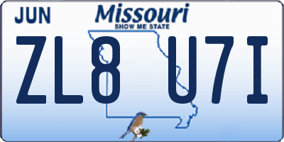 MO license plate ZL8U7I