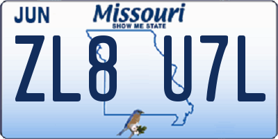 MO license plate ZL8U7L