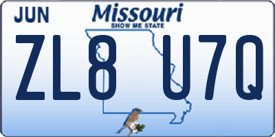 MO license plate ZL8U7Q